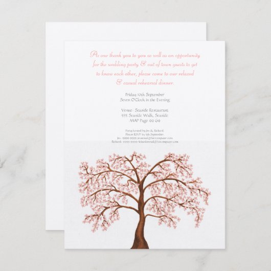 リハーサルの夕食の桜の桜の木の招待 招待状 (正面/裏面)