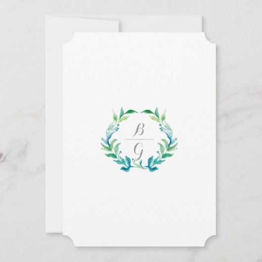 リハーサルの夕食の水彩画の月桂樹の葉の群葉 招待状 (裏面)