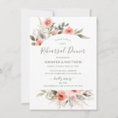 リハーサルの夕食の水彩画の赤面のバラのリース 招待状 (正面)