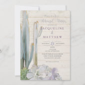 リハーサルの夕食の砂漠のサボテンの水気が多い木製の芸術 招待状 (正面)