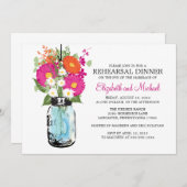 リハーサルの夕食の素朴なメーソンジャーのガーベラのデイジー 招待状 (正面/裏面)