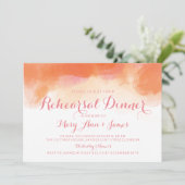 リハーサルの夕食の赤面のピンクの珊瑚の水彩画 招待状 (スタンド正面)