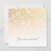 リハーサルの夕食の金ゴールドの《写真》ぼけ味の輝きライト 招待状 (裏面)