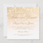 リハーサルの夕食の金ゴールドの《写真》ぼけ味の輝きライト 招待状 (正面)