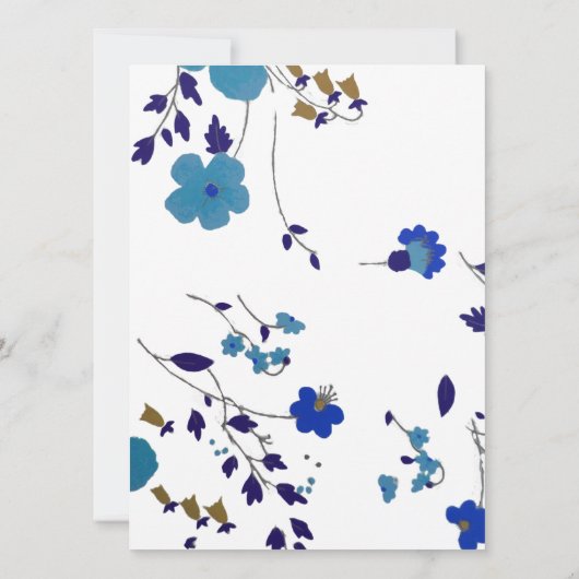 リハーサルの夕食の青い花の芸術 招待状 (裏面)