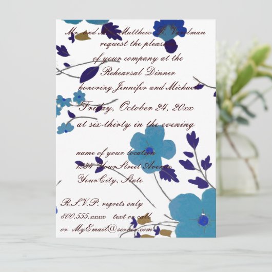 リハーサルの夕食の青い花の芸術 招待状 (スタンド正面)