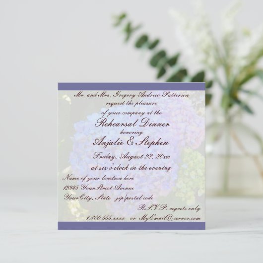 リハーサルの夕食の青のアジサイ 招待状 (スタンド正面)