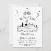 リハーサルの夕食前の夜に手書きのスケッチ 招待状 (正面)