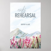 リハーサルの夜の山の牧草地の水色 ポスター (正面)