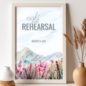 リハーサルの夜の山の牧草地の水色 ポスター