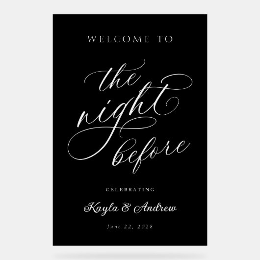 リハーサルの結婚前夜のウェルカムサイン アクリルサイン (正面)