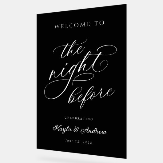 リハーサルの結婚前夜のウェルカムサイン アクリルサイン (傾斜)