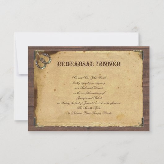 リハーサルを結婚する素朴な国の蹄鉄 招待状 (正面)