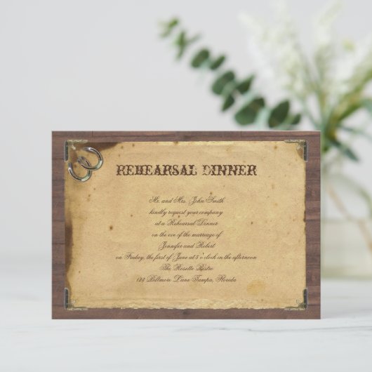リハーサルを結婚する素朴な国の蹄鉄 招待状 (スタンド正面)