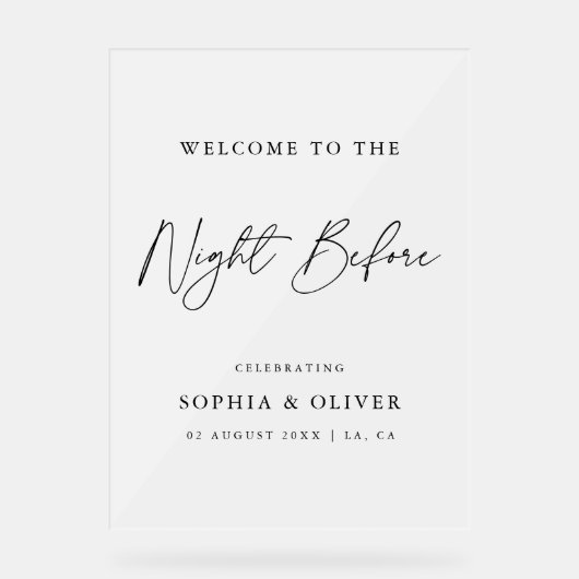 リハーサルエレガントディナーの前の夜は曇った アクリルサイン (正面)