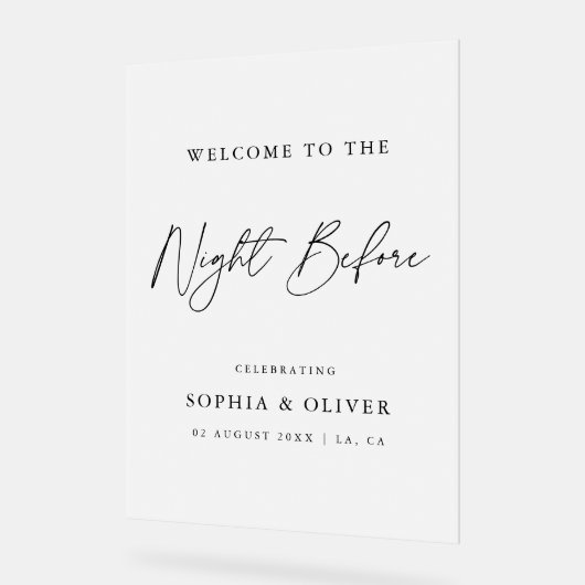 リハーサルエレガントディナーの前の夜は曇った アクリルサイン (傾斜)