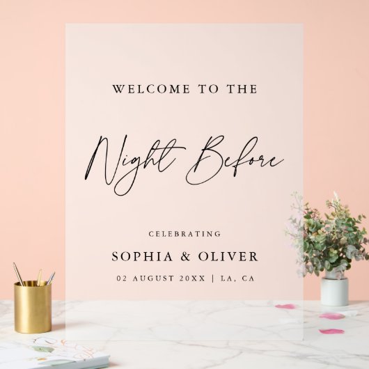 リハーサルエレガントディナーの前の夜は曇った アクリルサイン (ウェディング)