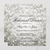 リハーサルエレガントディナーシルバーグリッターライト 招待状 (正面/裏面)