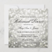 リハーサルエレガントディナーシルバーグリッターライト 招待状 (正面)