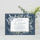 リハーサルエレガントディナーダークブルーフローラリース 招待状 (スタンド正面)