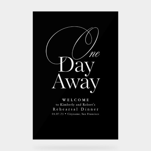 リハーサルエレガントディナーブラックウェルカム アクリルサイン (正面)