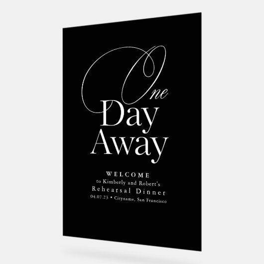 リハーサルエレガントディナーブラックウェルカム アクリルサイン (傾斜)