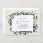 リハーサルエレガントディナーブルーフローラ緑 招待状 (正面/裏面)
