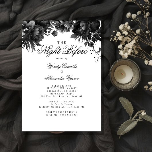 リハーサルクラシックディナー前のゴシック様式の白い夜 招待状