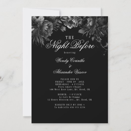 リハーサルクラシックディナー前のゴシック様式ブラックナイト 招待状 (正面)