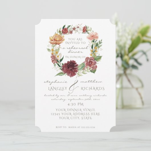 リハーサルディナシンプルーミニマルモダンフローラ 招待状 (スタンド正面)