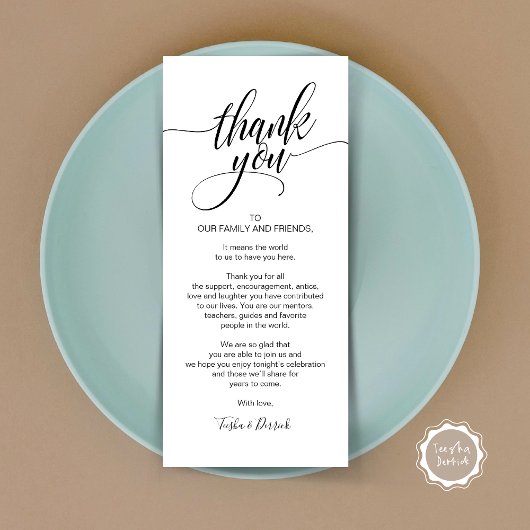 リハーサルディナーありがとう場所設定カード プログラム