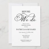 リハーサルディナーのためのエレガントな手書きフォント "Before We Do" 招待状 (正面)
