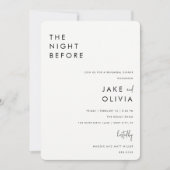 リハーサルディナーのためのモダンなブラック＆ホワイトの招待状 招待状 (正面)