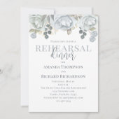 リハーサルディナーのダスティーローズの花のQRコードマップ 招待状 (正面)