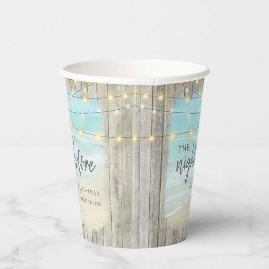 リハーサルディナーのラスティックビーチウェディング 紙コップ (右)