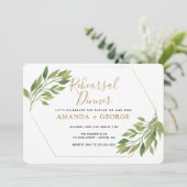 リハーサルディナーの優雅なグリーンとゴールド 招待状 (スタンド正面)