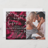 リハーサルディナーの前の夜にバーガンディーシルク 招待状 (正面)