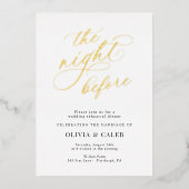 リハーサルディナーの前の夜のエレガントな結婚式 箔招待状 (正面)