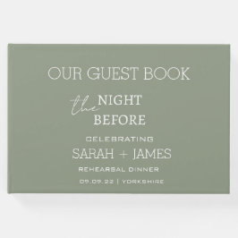 リハーサルディナーの前の夜のセージ緑 ゲストブック
