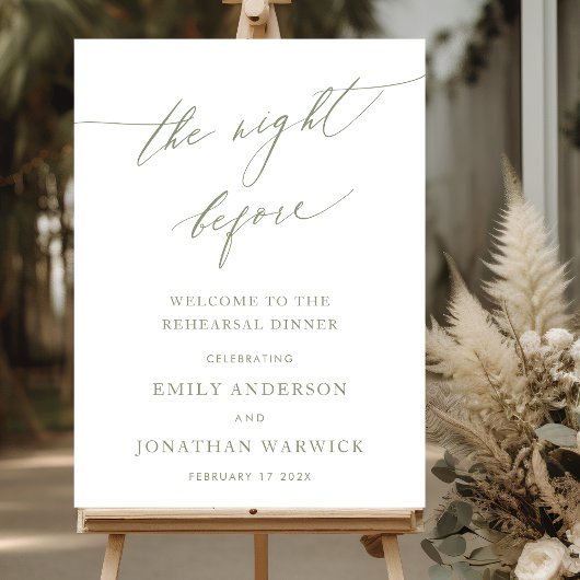 リハーサルディナーの前の夜のセージ緑 ポスター