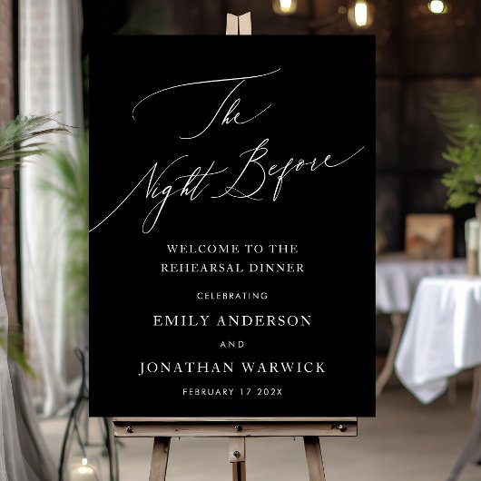 リハーサルディナーの前の夜の白黒 ポスター