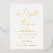 リハーサルディナーの前の夜の金の箔 箔招待状 (正面)