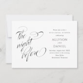 リハーサルディナーの前夜のエレガントなスクリプト 招待状 (正面)