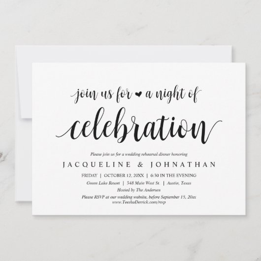 リハーサルディナーの夜にご一緒しましょう 招待状 (正面)