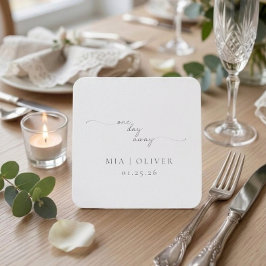 リハーサルディナーの結婚式 ミニマリスト ワン デイ アウェイ スクエアペーパーコースター