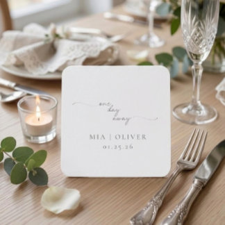 リハーサルディナーの結婚式 ミニマリスト ワン デイ アウェイ スクエアペーパーコースター