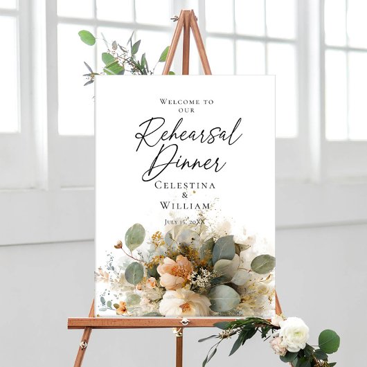 リハーサルディナーの緑とローズは歓迎 ポスター