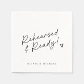 リハーサルディナーの練習済みで準備OKなブラック&ホワイト スタンダードカクテルナプキン (正面)