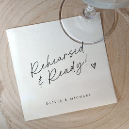 リハーサルディナーの練習済みで準備OKなブラック＆ホワイト スタンダードカクテルナプキン