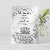 リハーサルディナーウェディングパーティシルバーシャイニーハート 招待状 (スタンド正面)